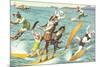 Crazy Cats Waterskiing-null-Mounted Art Print