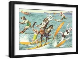 Crazy Cats Waterskiing-null-Framed Art Print