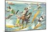 Crazy Cats Waterskiing-null-Mounted Art Print