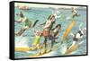 Crazy Cats Waterskiing-null-Framed Stretched Canvas