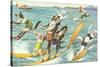 Crazy Cats Waterskiing-null-Stretched Canvas