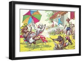 Crazy Dogs on the Lawn-null-Framed Art Print