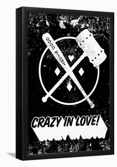Crazy In Love! Distressed Black & White-null-Framed Poster