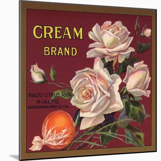 Cream Brand - Rialto, California - Citrus Crate Label-Lantern Press-Mounted Art Print