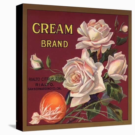 Cream Brand - Rialto, California - Citrus Crate Label-Lantern Press-Stretched Canvas