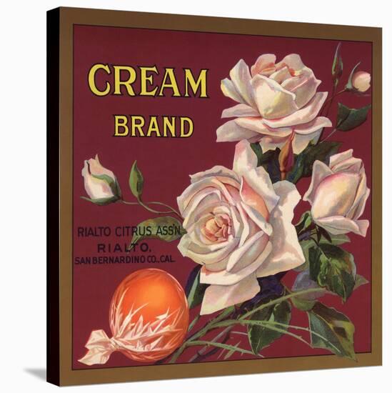 Cream Brand - Rialto, California - Citrus Crate Label-Lantern Press-Stretched Canvas