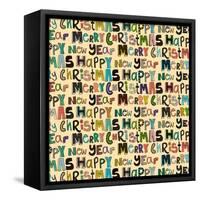 Cream Merry Christmas Happy New Year (Variant 1)-Sharon Turner-Framed Stretched Canvas