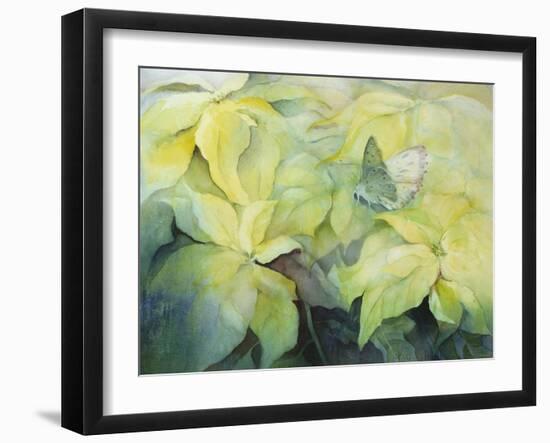 Cream Poinsettia with butterfly-Karen Armitage-Framed Giclee Print