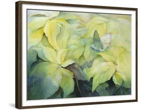 Cream Poinsettia with butterfly-Karen Armitage-Framed Premium Giclee Print