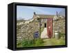 Cream Teas Sign Outside Cornish Farmhouse, Near Fowey, Cornwall, England, UK-Nick Wood-Framed Stretched Canvas