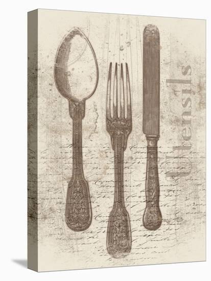 Cream Utensils-Jace Grey-Stretched Canvas