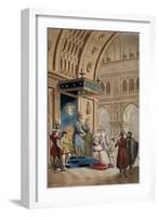 Creating of a Knight Templar, Manuscript of Romance of Lancelot of the Lake, Published c.1820-30-null-Framed Giclee Print