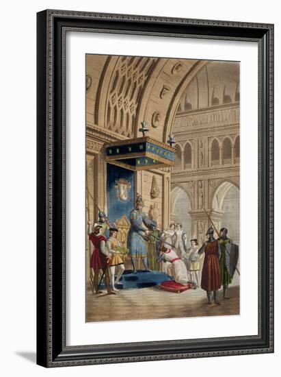 Creating of a Knight Templar, Manuscript of Romance of Lancelot of the Lake, Published c.1820-30-null-Framed Giclee Print