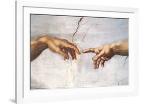 Creation of Adam Detail Hands-Michelangelo Buonarroti-Framed Art Print