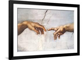 Creation of Adam Detail Hands-Michelangelo Buonarroti-Framed Art Print