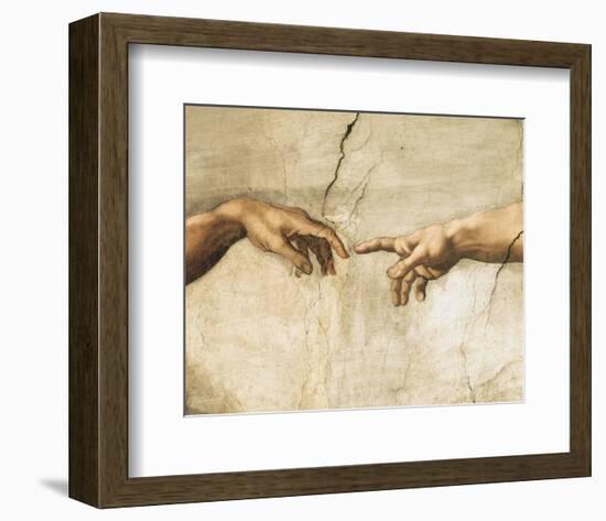 Creation of Adam (detail)-Michelangelo-Framed Art Print