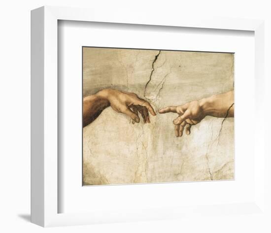 Creation of Adam (detail)-Michelangelo-Framed Art Print