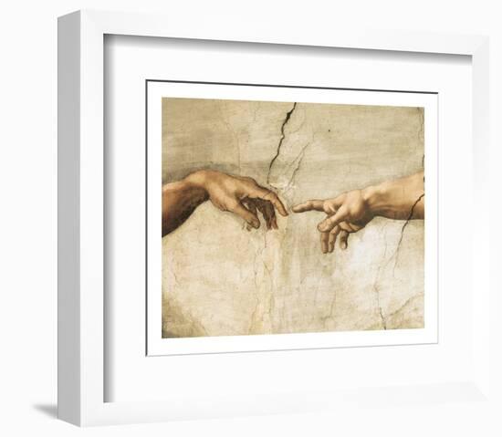 Creation of Adam (detail)-Michelangelo-Framed Art Print