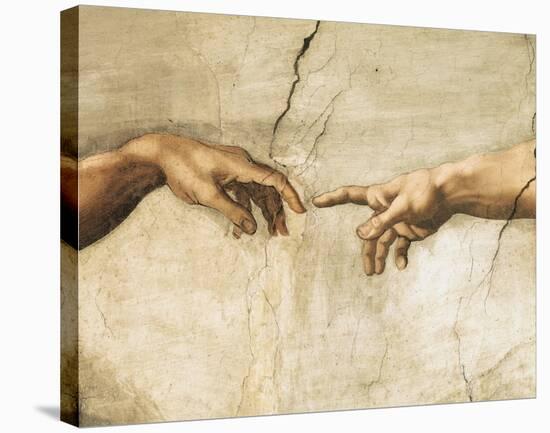 Creation of Adam (detail)-Michelangelo-Stretched Canvas