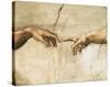 Creation of Adam (detail)-Michelangelo-Stretched Canvas