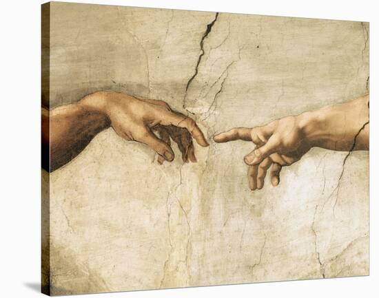 Creation of Adam (detail)-Michelangelo-Stretched Canvas