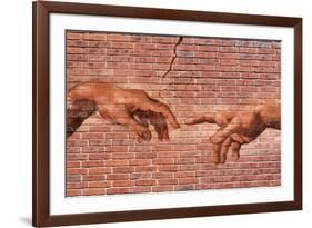 Creation of Adam Graffiti Plastic Sign-null-Framed Art Print