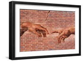 Creation of Adam Graffiti Plastic Sign-null-Framed Art Print