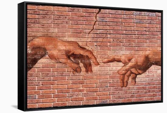 Creation of Adam Graffiti Plastic Sign-null-Framed Stretched Canvas