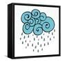 Creative Blue Cloud and Raindrops, Happy Monsoon Season Concept.-Allies Interactive-Framed Stretched Canvas