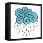 Creative Blue Cloud and Raindrops, Happy Monsoon Season Concept.-Allies Interactive-Framed Stretched Canvas