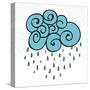 Creative Blue Cloud and Raindrops, Happy Monsoon Season Concept.-Allies Interactive-Stretched Canvas