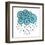 Creative Blue Cloud and Raindrops, Happy Monsoon Season Concept.-Allies Interactive-Framed Art Print