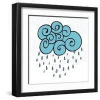 Creative Blue Cloud and Raindrops, Happy Monsoon Season Concept.-Allies Interactive-Framed Art Print
