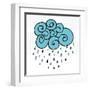 Creative Blue Cloud and Raindrops, Happy Monsoon Season Concept.-Allies Interactive-Framed Art Print