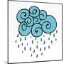 Creative Blue Cloud and Raindrops, Happy Monsoon Season Concept.-Allies Interactive-Mounted Art Print