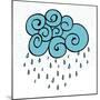 Creative Blue Cloud and Raindrops, Happy Monsoon Season Concept.-Allies Interactive-Mounted Art Print