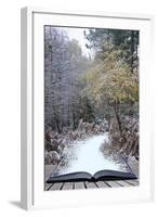 Creative Concept Idea of Winter Landscape Coming out of Pages in Magical Book-Veneratio-Framed Photographic Print