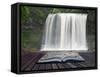 Creative Concept Image of Waterfall in Woods in Pages of Book-Veneratio-Framed Stretched Canvas