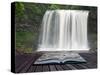 Creative Concept Image of Waterfall in Woods in Pages of Book-Veneratio-Stretched Canvas