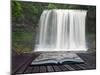 Creative Concept Image of Waterfall in Woods in Pages of Book-Veneratio-Mounted Photographic Print