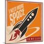 Creative Design Concept with Rocket and Space. Vintage Artistic Image on Old Paper Texture.-Lukeruk-Mounted Art Print