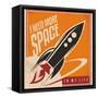 Creative Design Concept with Rocket and Space. Vintage Artistic Image on Old Paper Texture.-Lukeruk-Framed Stretched Canvas