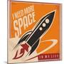 Creative Design Concept with Rocket and Space. Vintage Artistic Image on Old Paper Texture.-Lukeruk-Mounted Art Print