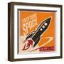 Creative Design Concept with Rocket and Space. Vintage Artistic Image on Old Paper Texture.-Lukeruk-Framed Art Print