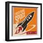 Creative Design Concept with Rocket and Space. Vintage Artistic Image on Old Paper Texture.-Lukeruk-Framed Art Print