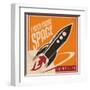 Creative Design Concept with Rocket and Space. Vintage Artistic Image on Old Paper Texture.-Lukeruk-Framed Art Print