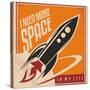 Creative Design Concept with Rocket and Space. Vintage Artistic Image on Old Paper Texture.-Lukeruk-Stretched Canvas
