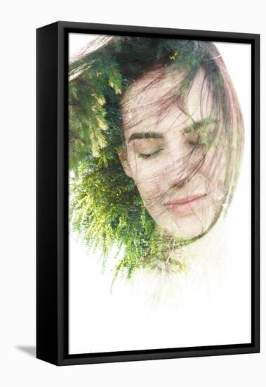 Creative Double Exposure Portrait of Woman Combined with Photograph of Nature-Victor Tongdee-Framed Stretched Canvas