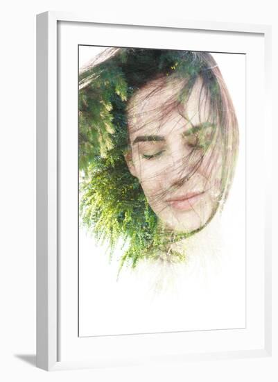 Creative Double Exposure Portrait of Woman Combined with Photograph of Nature-Victor Tongdee-Framed Photographic Print