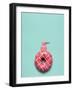 Creative Still Life of a Tasty Sweet Donut with a Cosmetic Pump Dispenser on Blue Background-Fisher Photostudio-Framed Photographic Print